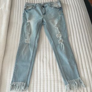 GJ light wash ripped frayed jeans